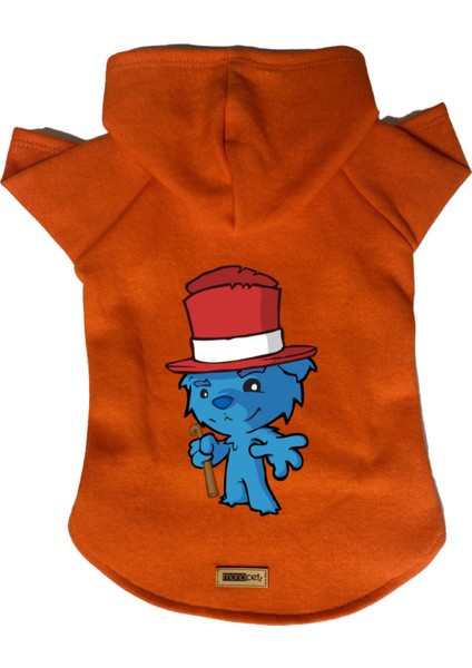 Kapişonlu Polar Sweatshirt Köpek ve Kedi Kıyafeti & Elbisesi - Turuncu Bear