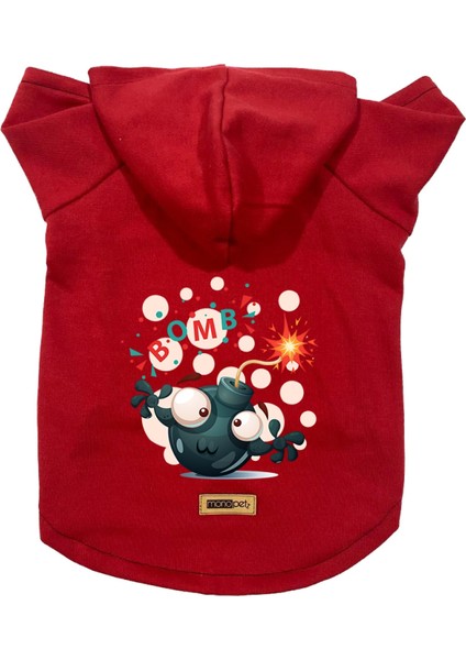 Kapişonlu Polar Sweatshirt Köpek ve Kedi Kıyafeti & Elbisesi - Kırmızı Boomb