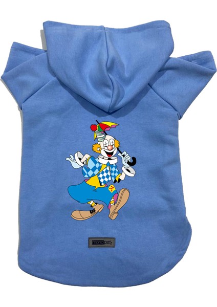 Kapişonlu Polar Sweatshirt Köpek ve Kedi Kıyafeti & Elbisesi - Mavi Palyaço