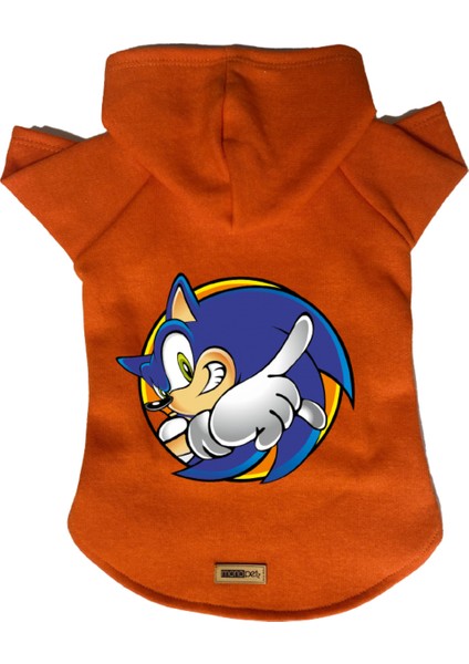 Kapişonlu Polar Sweatshirt Köpek ve Kedi Kıyafeti & Elbisesi - Turuncu Sonic