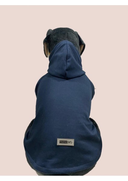 Kapişonlu Sweatshirt Köpek ve Kedi Kıyafeti - Düz Lacivert