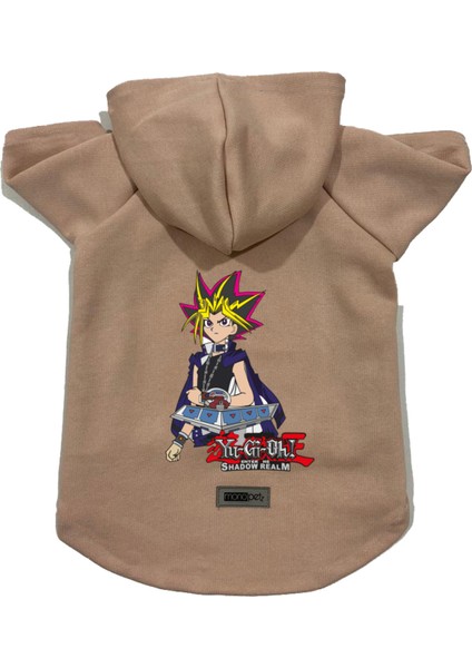 Kapişonlu Polar Sweatshirt Köpek ve Kedi Kıyafeti & Elbisesi - Bej Yugi Oh