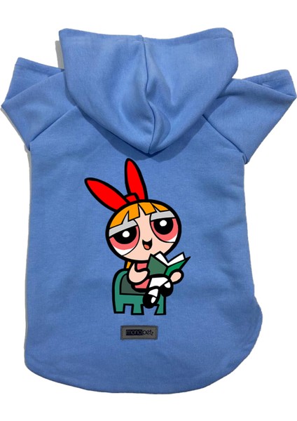 Kapişonlu Polar Sweatshirt Köpek ve Kedi Kıyafeti & Elbisesi - Mavi Blossom