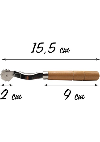 Ahşap Saplı Kumaş ve Keçe Çizme Ruleti Metal & 15CM-1 Adet