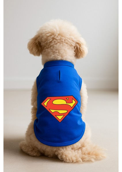 Kedi ve Köpek Kıyafeti & Elbisesi - Saks Mavi Superman Atlet