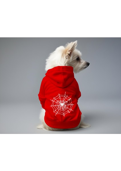 Kedi ve Köpek Kıyafeti & Elbisesi - Kırmızı Hoodie Örümcek