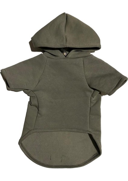 Kapişonlu Sweatshirt Köpek ve Kedi Kıyafeti - Düz Koyu Asker Yeşil fiyatları