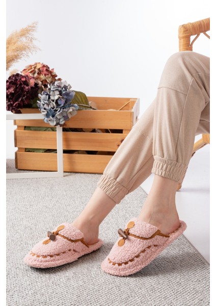 Kadın Ev Terliği Peluş Terlik Çeyiz ve Bohça Terliği Ses Yapmaz Kalın Taban