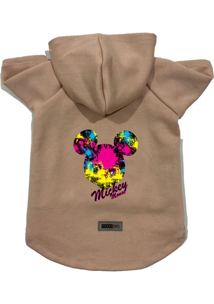 Kapişonlu Polar Sweatshirt Köpek ve Kedi Kıyafeti & Elbisesi - Bej Yeni Mickey Mouse 2