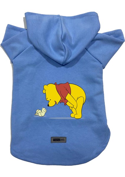 Kapişonlu Polar Sweatshirt Köpek ve Kedi Kıyafeti & Elbisesi - Mavi Winnie The Pooh