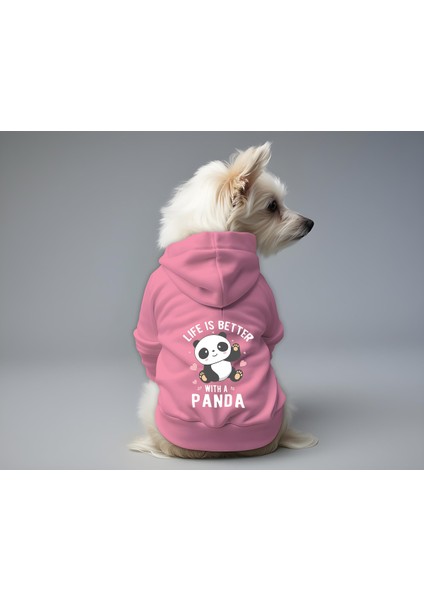 Kedi ve Köpek Kıyafeti & Elbisesi - Pembe Hoodie Panda