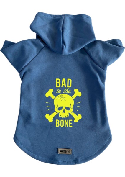 Kapişonlu Sweatshirt Köpek ve Kedi Kıyafeti - Mavi Bad To The Bone