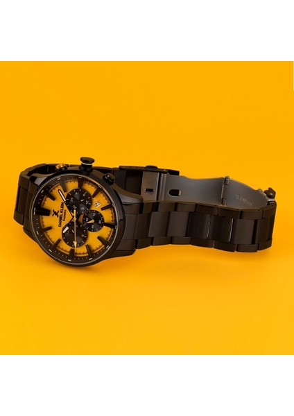 DKE.1.13643.5 Sarı Siyah Chronograph Takvimli Çelik Kordonlu Erkek Kol Saati modelleri