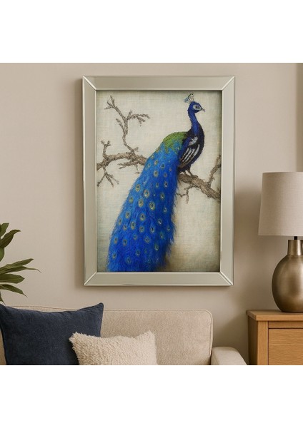 Ayna Çerçeveli Mavi Tavuskuşu Duvar Tablosu indirimleri