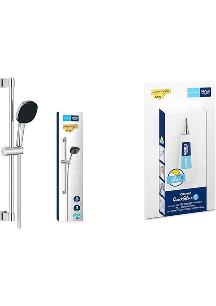 Vitalio Comfort 110 Sürgülü Duş Seti + 2 Adet Quickglue Banyo Ürünleri Yapıştırıcı Seti