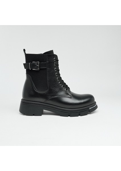 Hakiki Deri Fermuarlı Kadın Bot