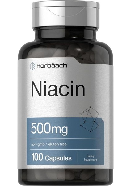 Horbäach Niacin | B3 Vitamini 500MG | 100 Kapsül