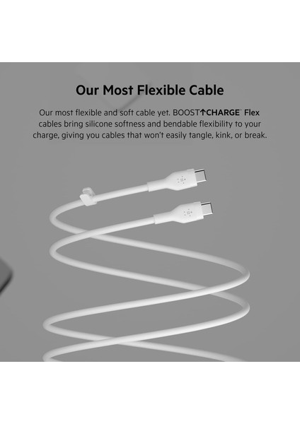 Boostcharge Flex Silikon USB Tip C - C Kablo (2m/6,6ft), Usb-If Sertifikalı Güç Dağıtımı Pd H fırsatları