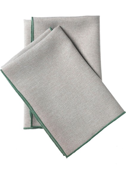 Bej Ibiza Peçete 2'li Set Yeşil Biyeli