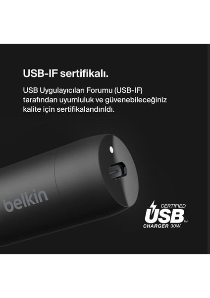 Boostcharge 30W Hızlı Araç Şarj Cihazı, Usb-C Güç Dağıtım Portlu Kompakt Tasarım, Iphone 16, modelleri