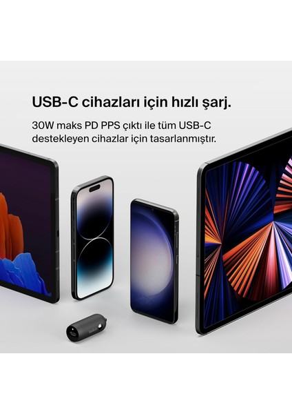 Boostcharge 30W Hızlı Araç Şarj Cihazı, Usb-C Güç Dağıtım Portlu Kompakt Tasarım, Iphone 16, fırsatları
