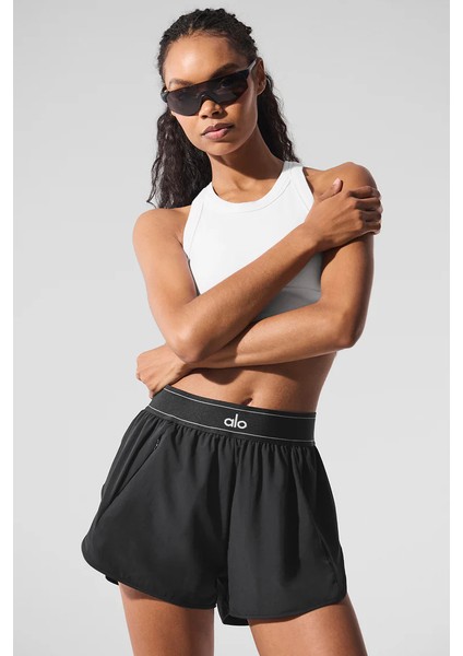 Siyah Renk Basic Model Fermuar Cepli Beli Lastikli Kısa Training Spor Şort