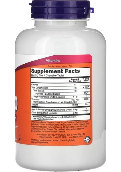 Now Food Chewable C-500 Antioxidant & Collagen Support 100 Tablet fiyatları