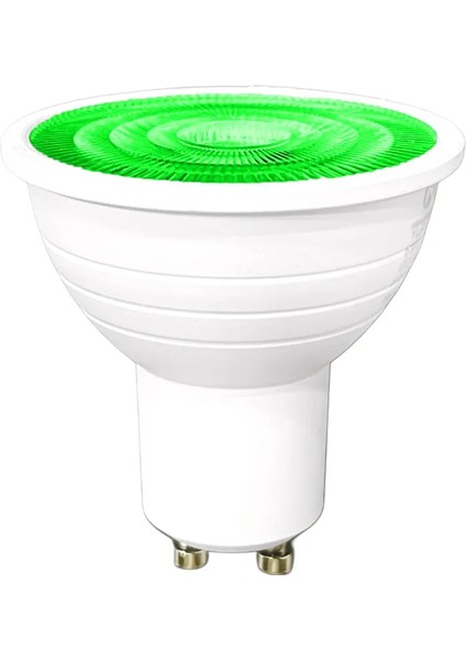 -121/B.YY 7W GU10 LED Çanak Ampul Yeşil Renk Mercekli 540LM Yüksek Verimli Aydınlatma