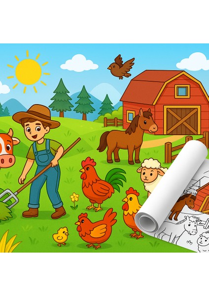 Çiftliğimi Boyuyorum – 5 Metre Rulo Boyama Kağıdı | Çocuklar Için Eğitici Boyama Etkinliği