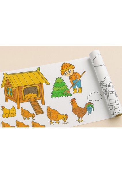 Çiftliğimi Boyuyorum – 5 Metre Rulo Boyama Kağıdı | Çocuklar Için Eğitici Boyama Etkinliği