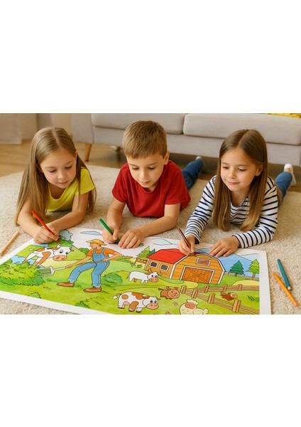 Çiftliğimi Boyuyorum – 5 Metre Rulo Boyama Kağıdı | Çocuklar Için Eğitici Boyama Etkinliği