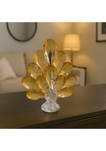 Gold Tavus Kuşu Kristal Cam Kb