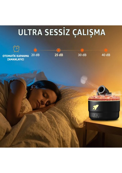 Volkanik Lav Efektli Topçu Tasarım Aromaterapi Hava Nemlendirici – Renkli LED Işıklı, Sessiz Çalışan, Su Bittiğinde Otomatik Kapanan Difüzör – Ev & Ofis Kullanımı Için fırsatları