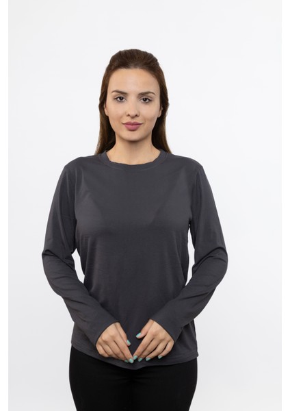Kadın Uzun Kollu Füme Renk Tshırt