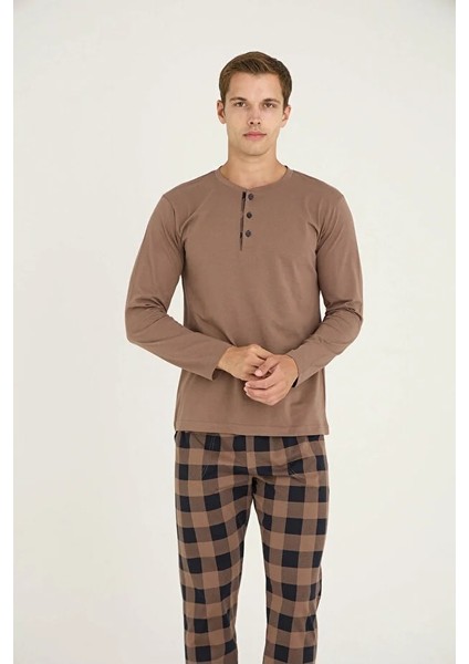 Uzun Kol Ekoseli Erkek Pijama Takım 9221