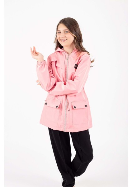 Kız Çocuk Mevsimlik Su Itici Çıtçıt Kapamalı Cepli Yağmurluk M00752