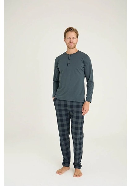 Uzun Kol Ekoseli Erkek Pijama Takım 9221