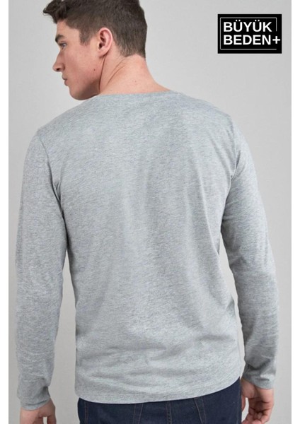 Erkek Büyük Beden Uzun Kollu 2 Iplik Bisiklet Yaka Tişört fiyatları