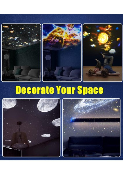 Gezegen Gece Tavan Projektörü ve 12 Film Diskli Hd Zoom Projeksiyon Seti