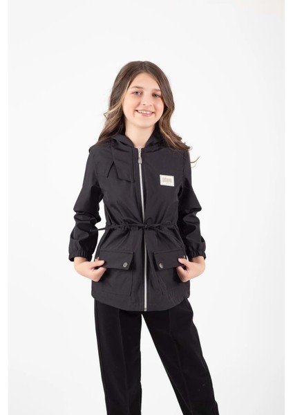 Kız Çocuk Mevsimlik Su Itici Çıtçıt Kapamalı Cepli Yağmurluk M00752