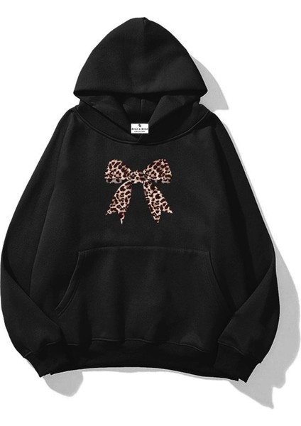 Unisex Oversize Leopar Kurdele Hoodie Sweatshirt