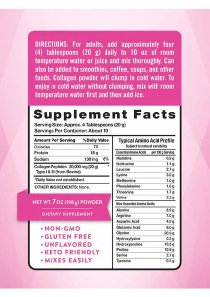 Ultra Collagen Grass Fed Peptides 7 0z- 198 G fiyatları