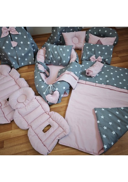 Koyu Yıldız Pudra Oval Yataklı 13 Parça Babynest Seti fırsatları