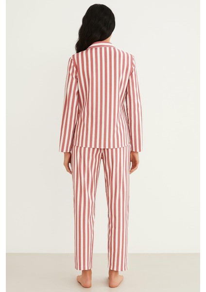 Kadın 6454 Düğmeli Süet Uzun Kol Pijama Takımı Gül Kurusu modelleri