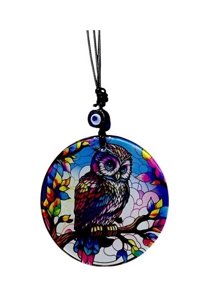 Dalda Baykuş Desenli 12 cm Füzyon Cam Duvar Süsü fırsatları