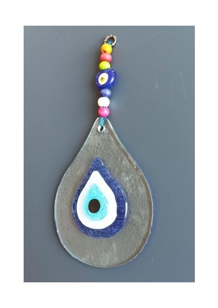 Damla Modeli Nazar Boncuklu Şeffaf Cam El Yapımı Duvar Süsü fiyatları