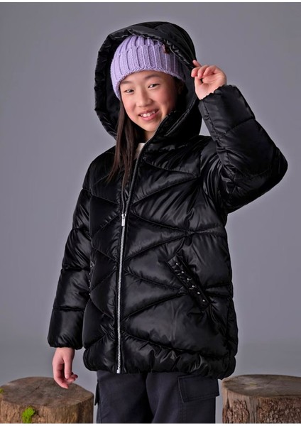 Kız Çocuk Dolgulu Yumuşak Doku Uzun Kalın Kışlık Mont 7436 Siyah fiyatları