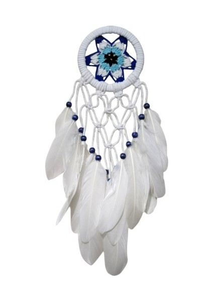 Yıldız Motifli Kuş Tüylü Makrome Duvar Süsü