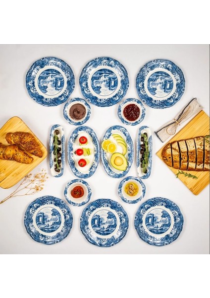 Vintage Blue 14 Parça Kahvaltı Takımı