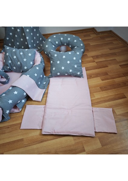 Koyu Yıldız Pudra Oval Yataklı 10 Parça Babynest Seti modelleri